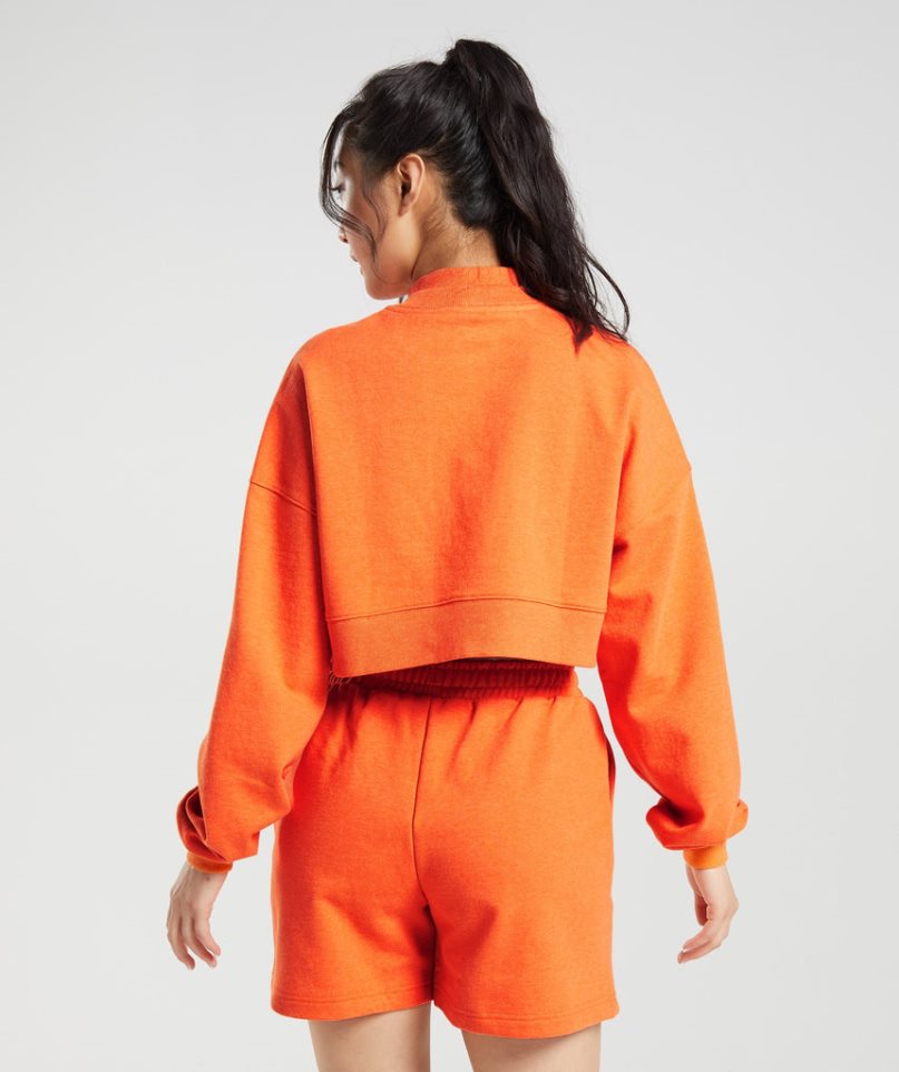 Women's Gymshark Rest Day Sweats Cropped Sweatshirts Orange | NZ 3VNBPZ